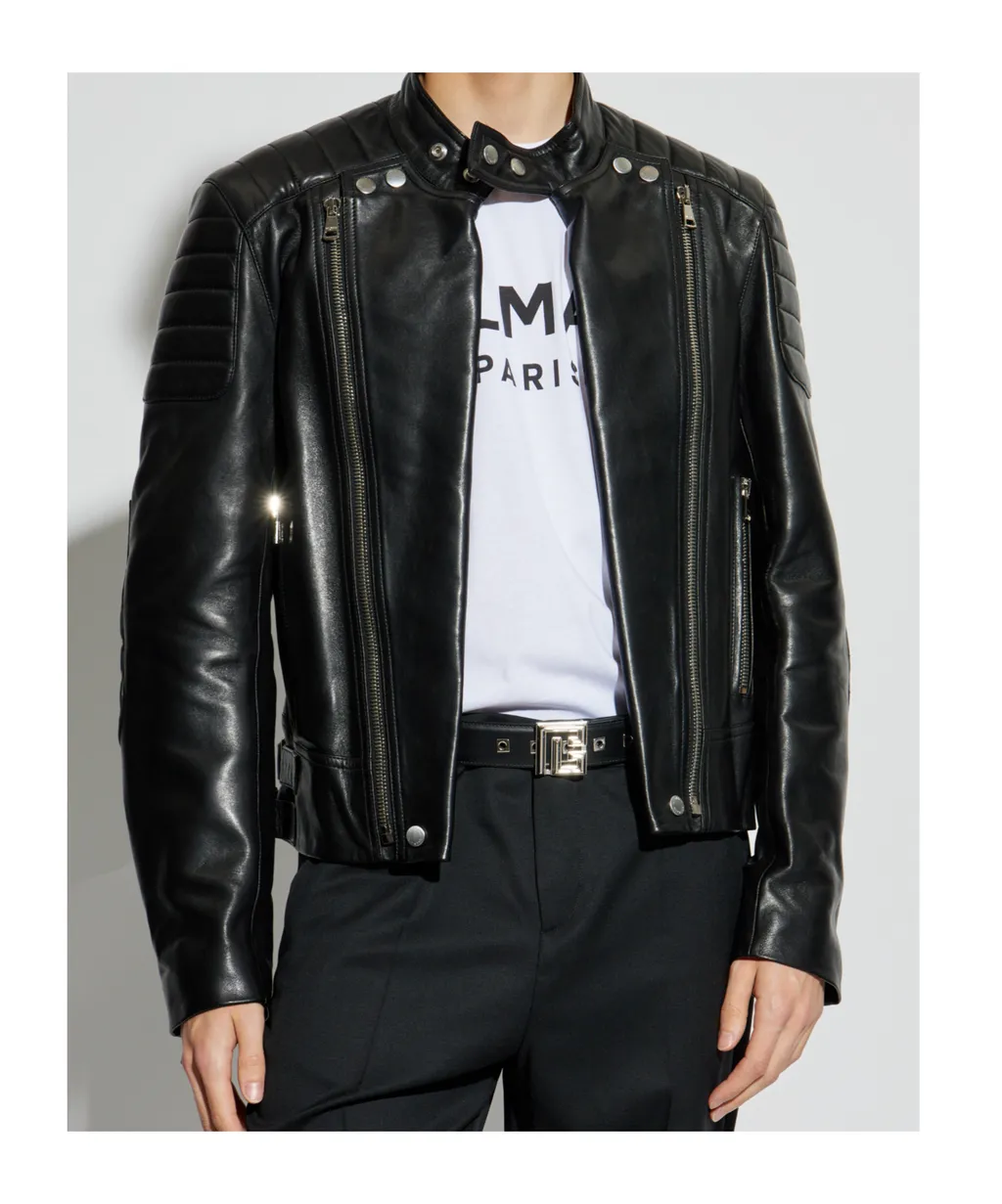 High-Neck Leather Jacket