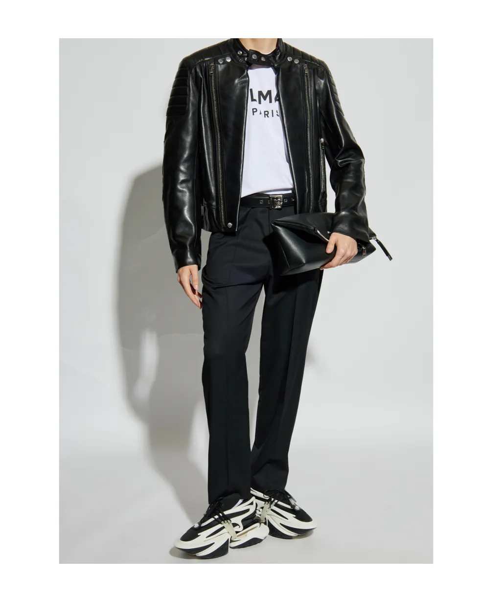 High-Neck Leather Jacket