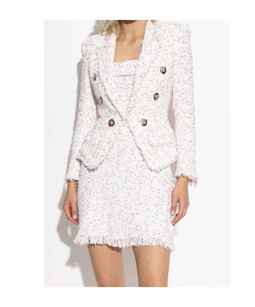 Button Embellished Tweed Jacket