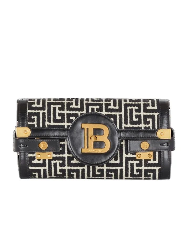 B-Buzz Pouch 23 In Monogrammed Jacquard Canvas And Leather