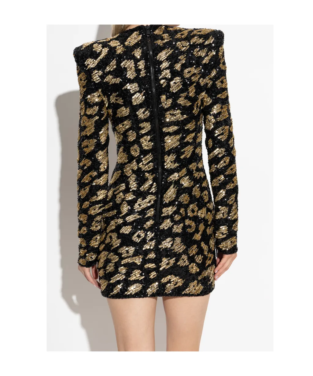 Embellished Long-Sleeved Mini Dress