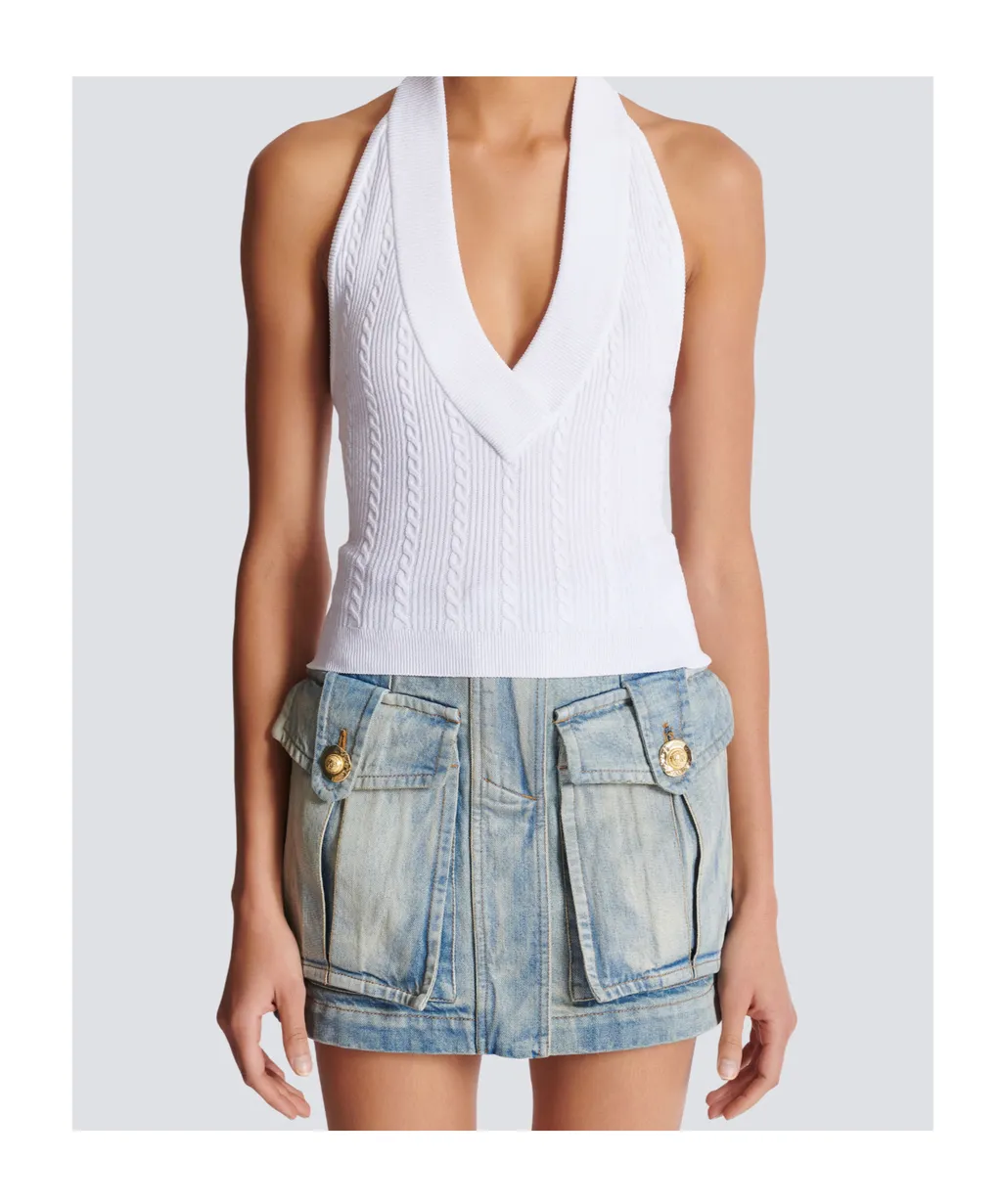 Cable-Knit Openback Top