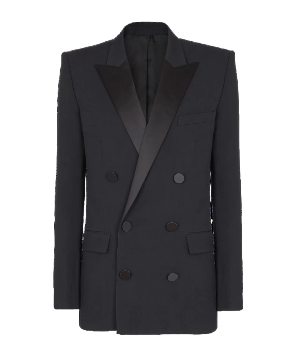 Double-Breasted Notched-Lapels Blazer