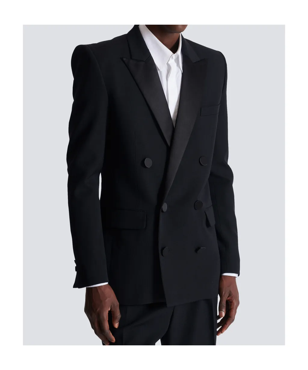 Double-Breasted Notched-Lapels Blazer