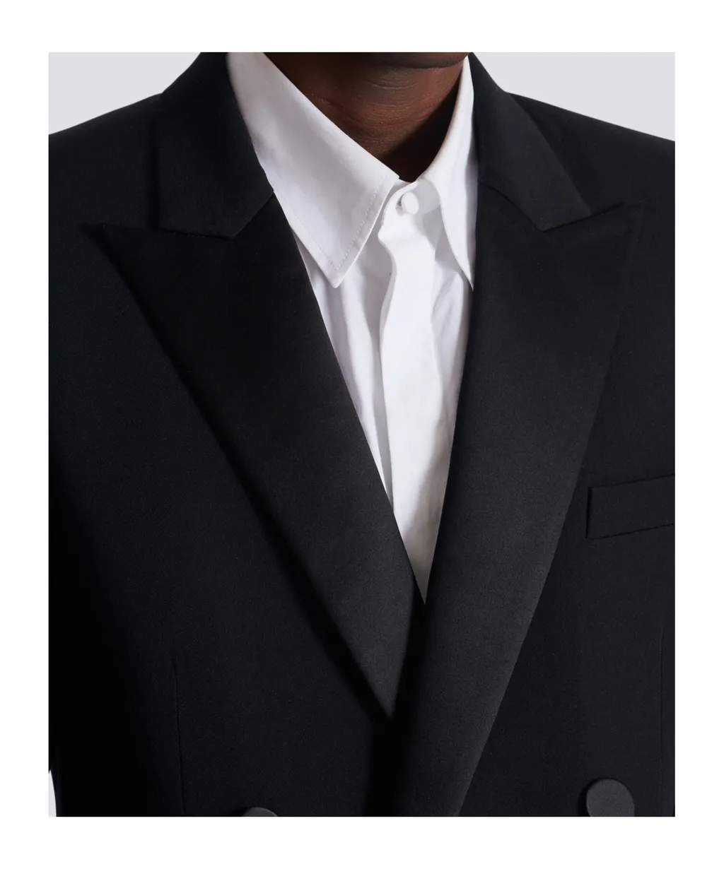 Double-Breasted Notched-Lapels Blazer