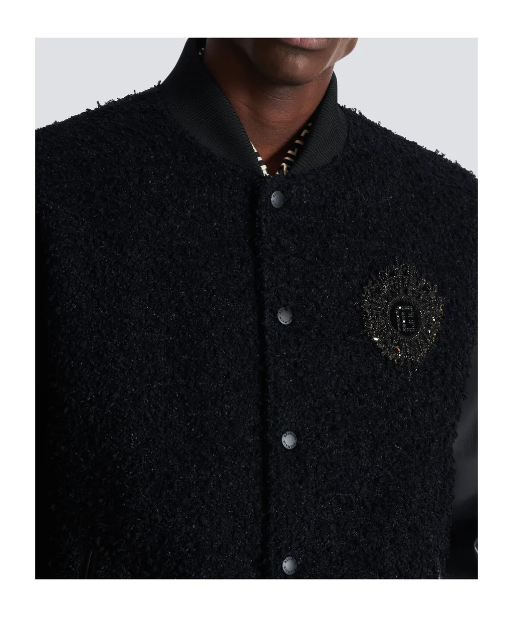 Press-Stud Fastened Varsity Bomber Jacket