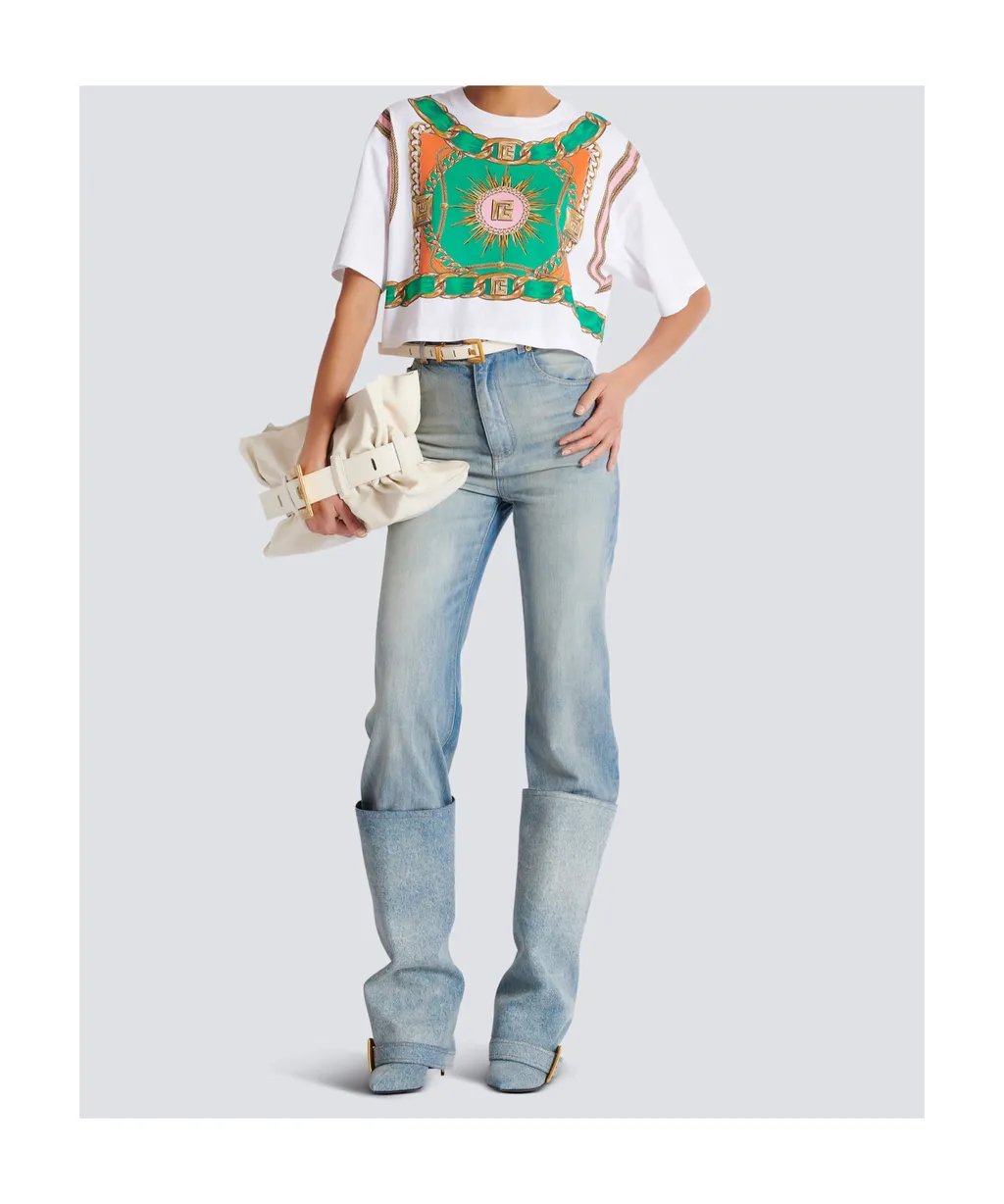 Foulard Printed Cropped T-Shirt