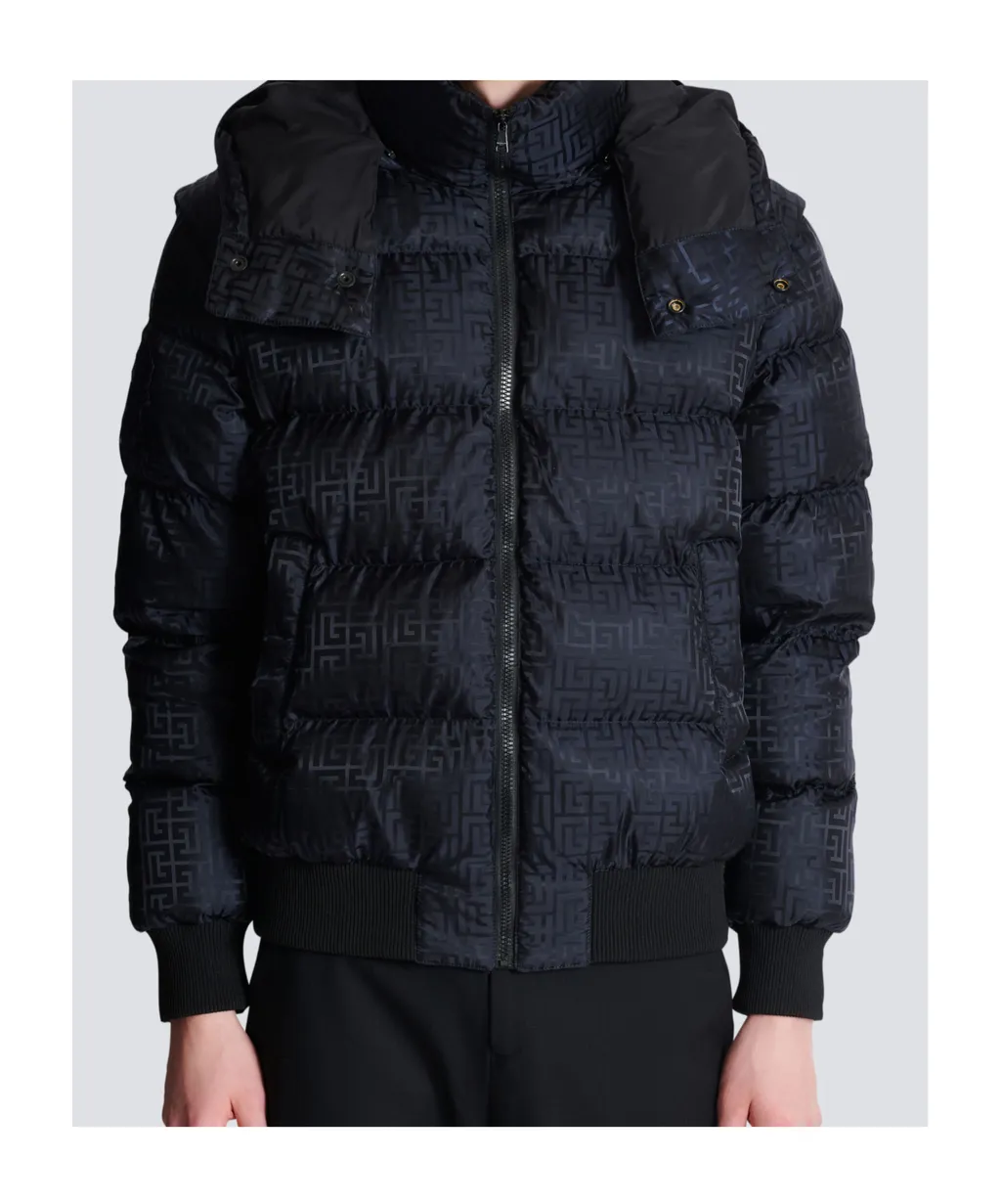 Cropped Monogram Jacquard Padded Jacket
