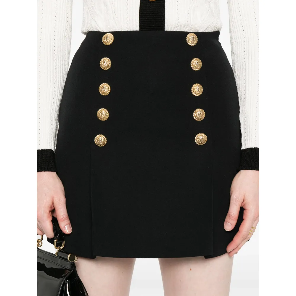 Button Embellished Mini Skirt
