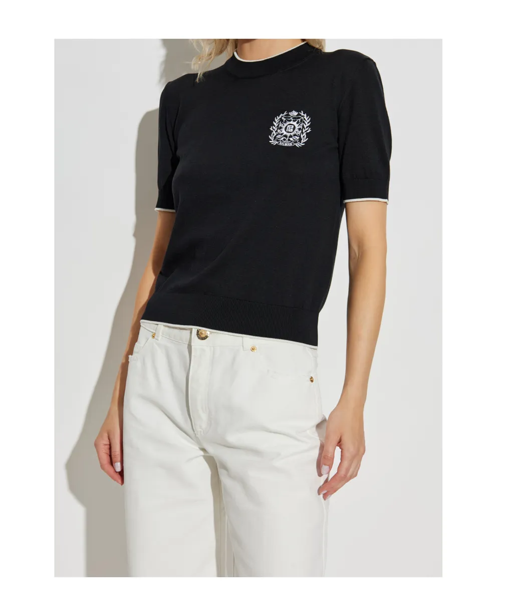 EmblÈMe-Embroidered Knit Top