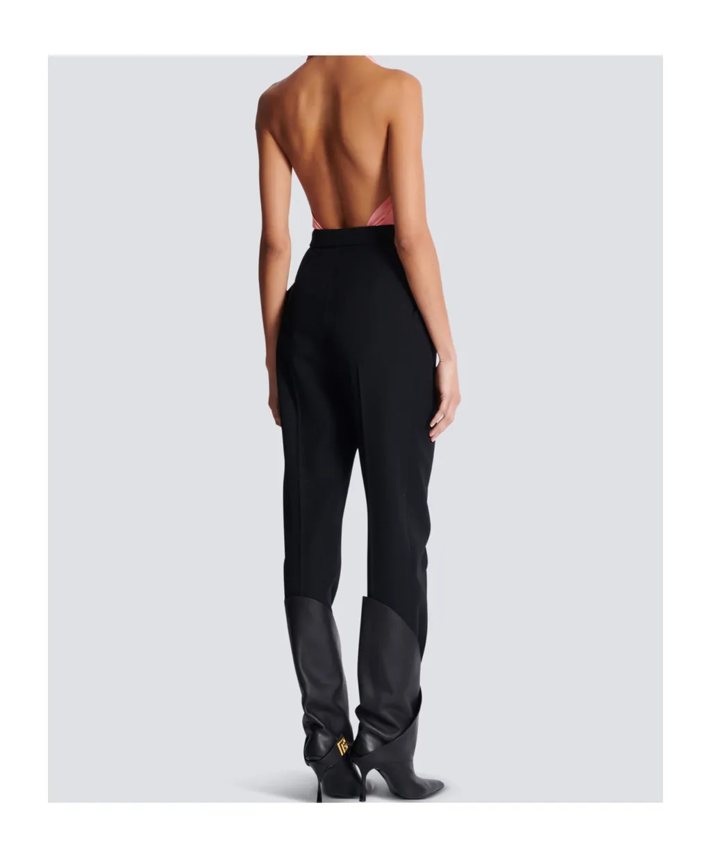 High-Waisted Grain De Poudre Trousers
