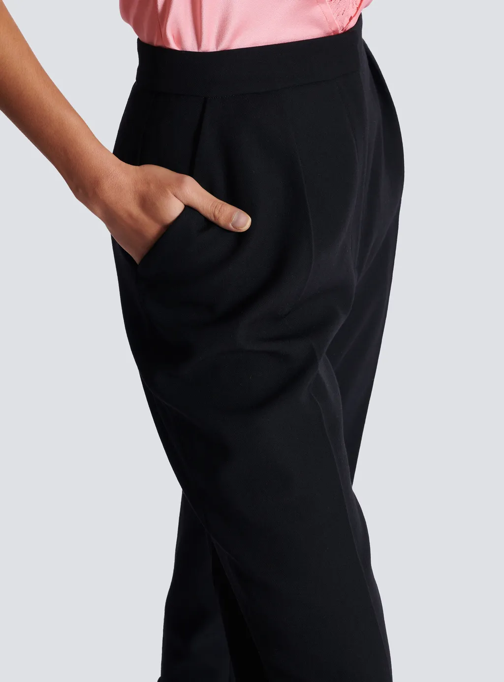 High-Waisted Grain De Poudre Trousers