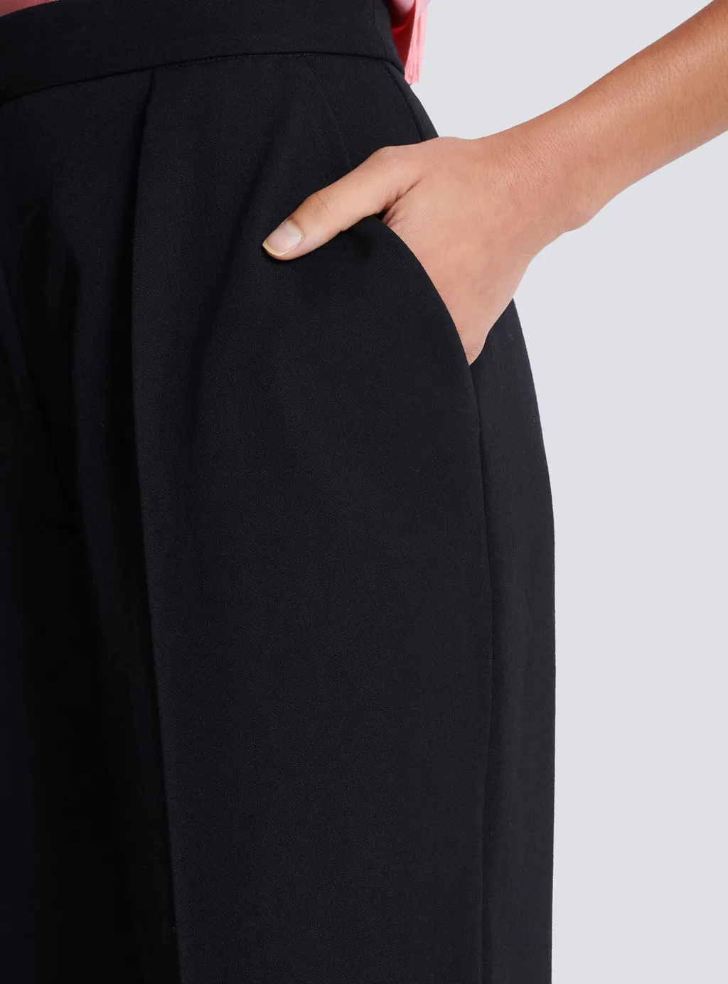 High-Waisted Grain De Poudre Trousers
