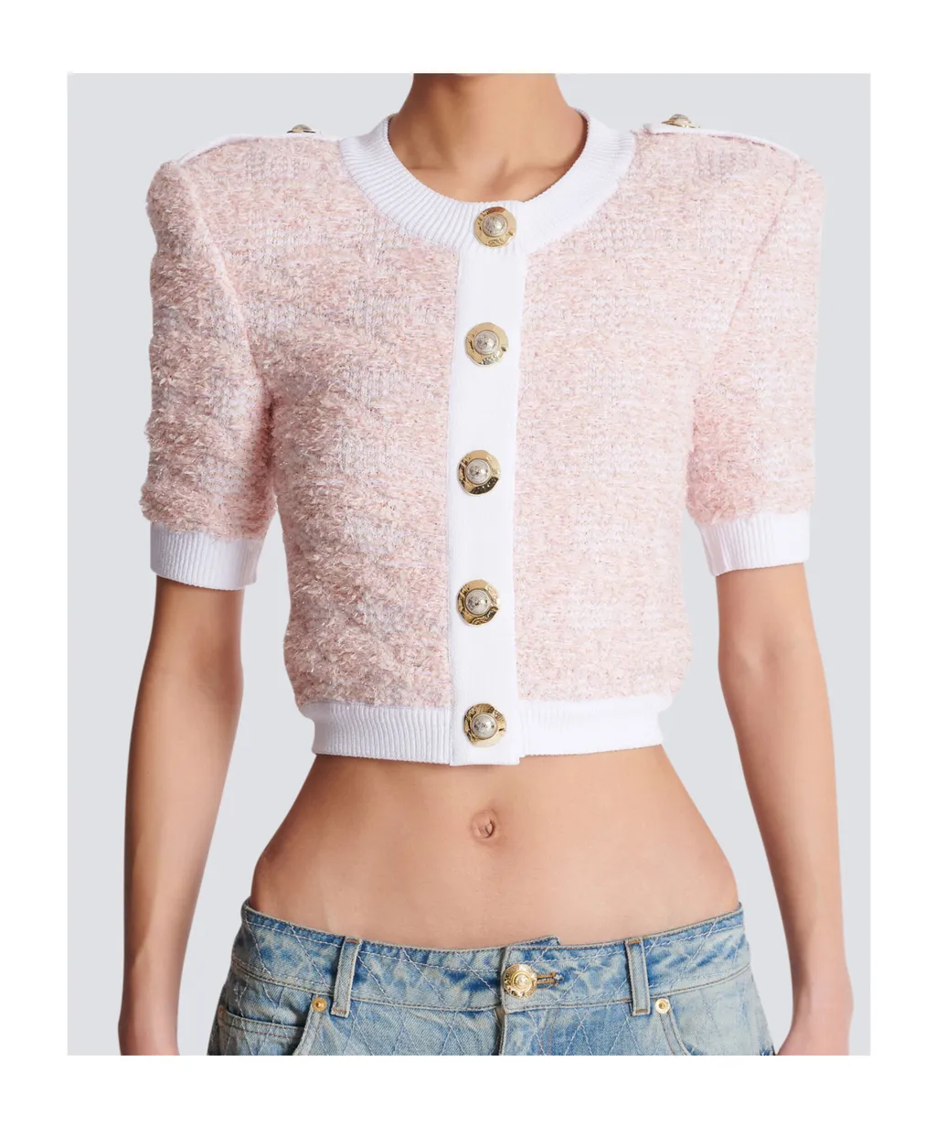 Short-Sleeved Knit Cardigan