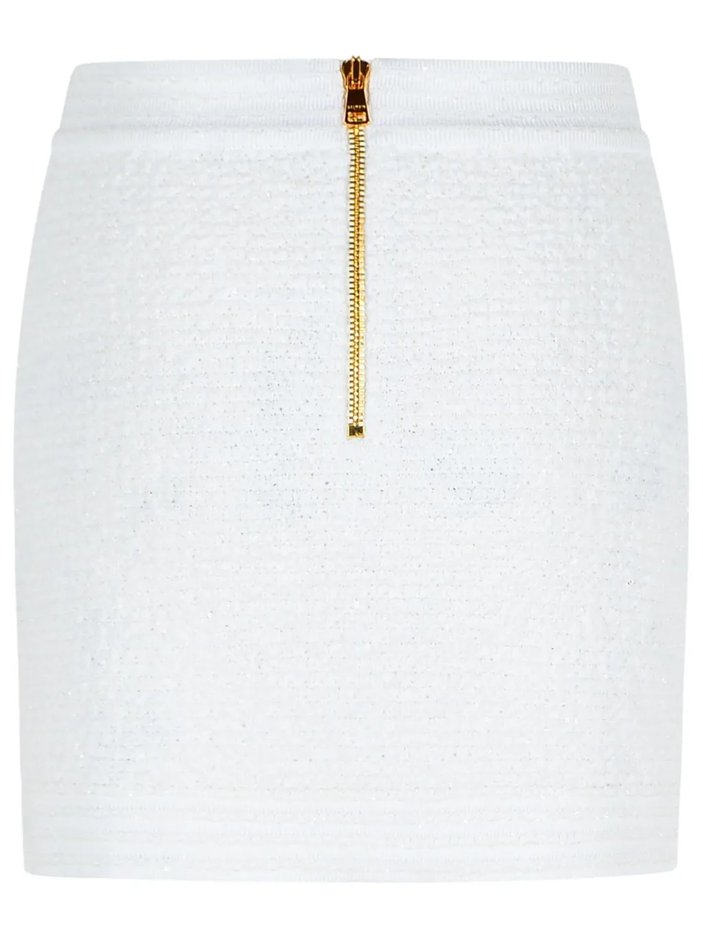 Button Embellished Tweed Mini Skirt