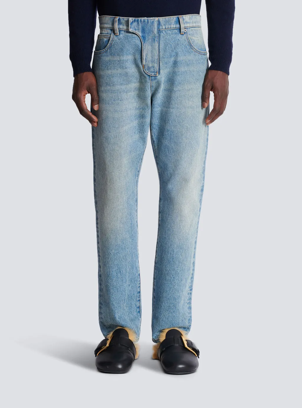 Straight-Leg Belt-Looped Jeans