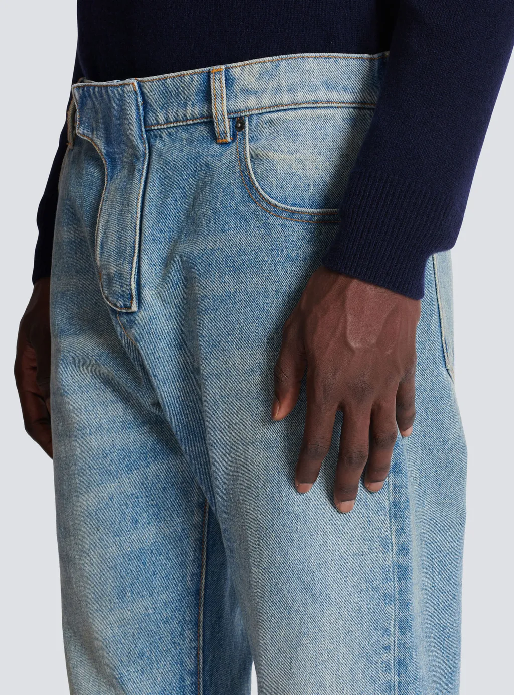 Straight-Leg Belt-Looped Jeans