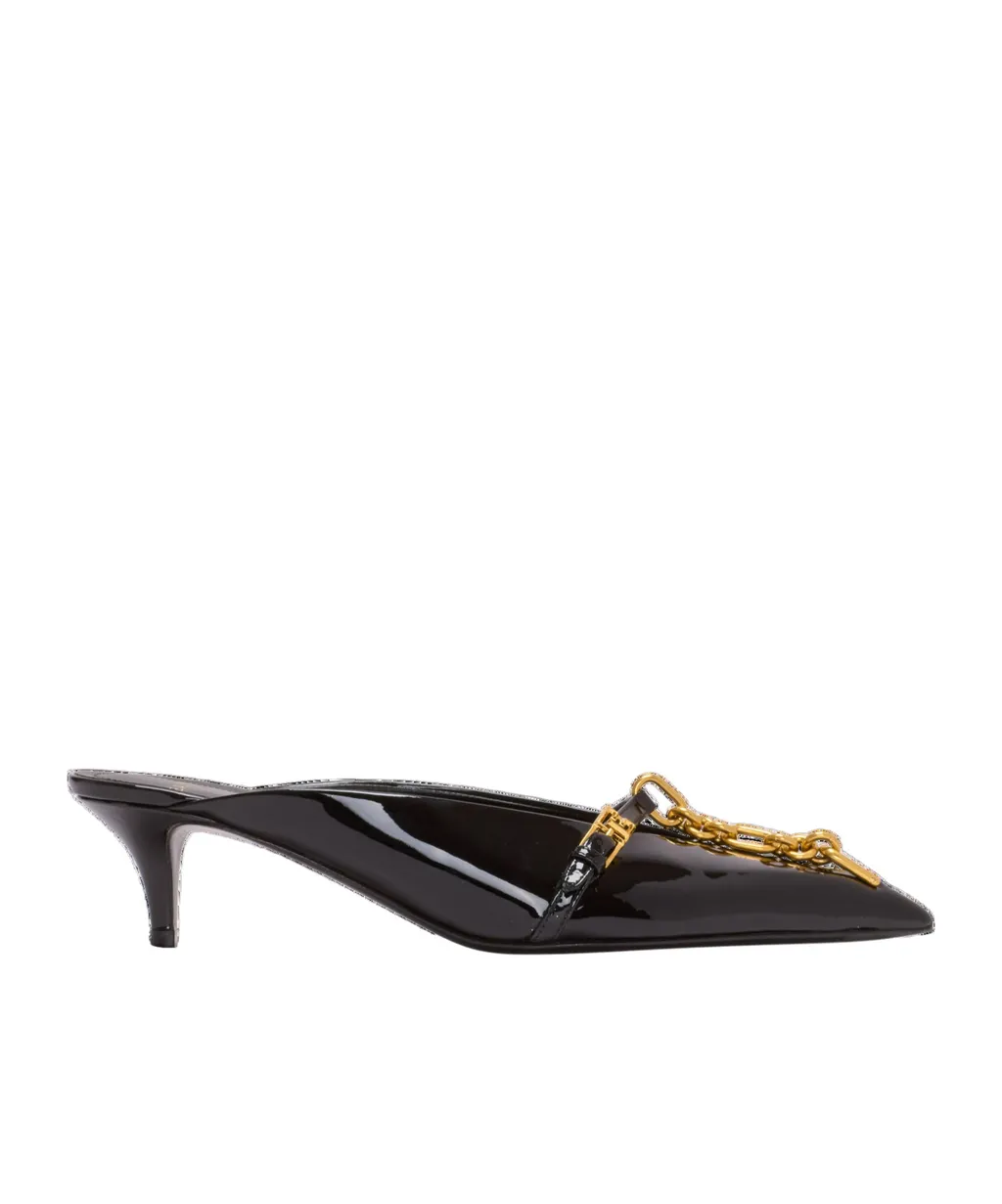 Sync Patent Leather Mules With Pointed Toe