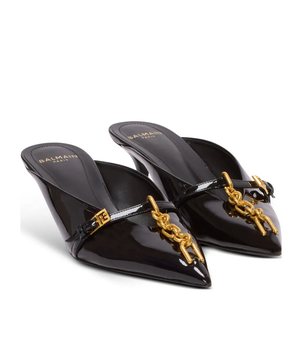 Sync Patent Leather Mules With Pointed Toe
