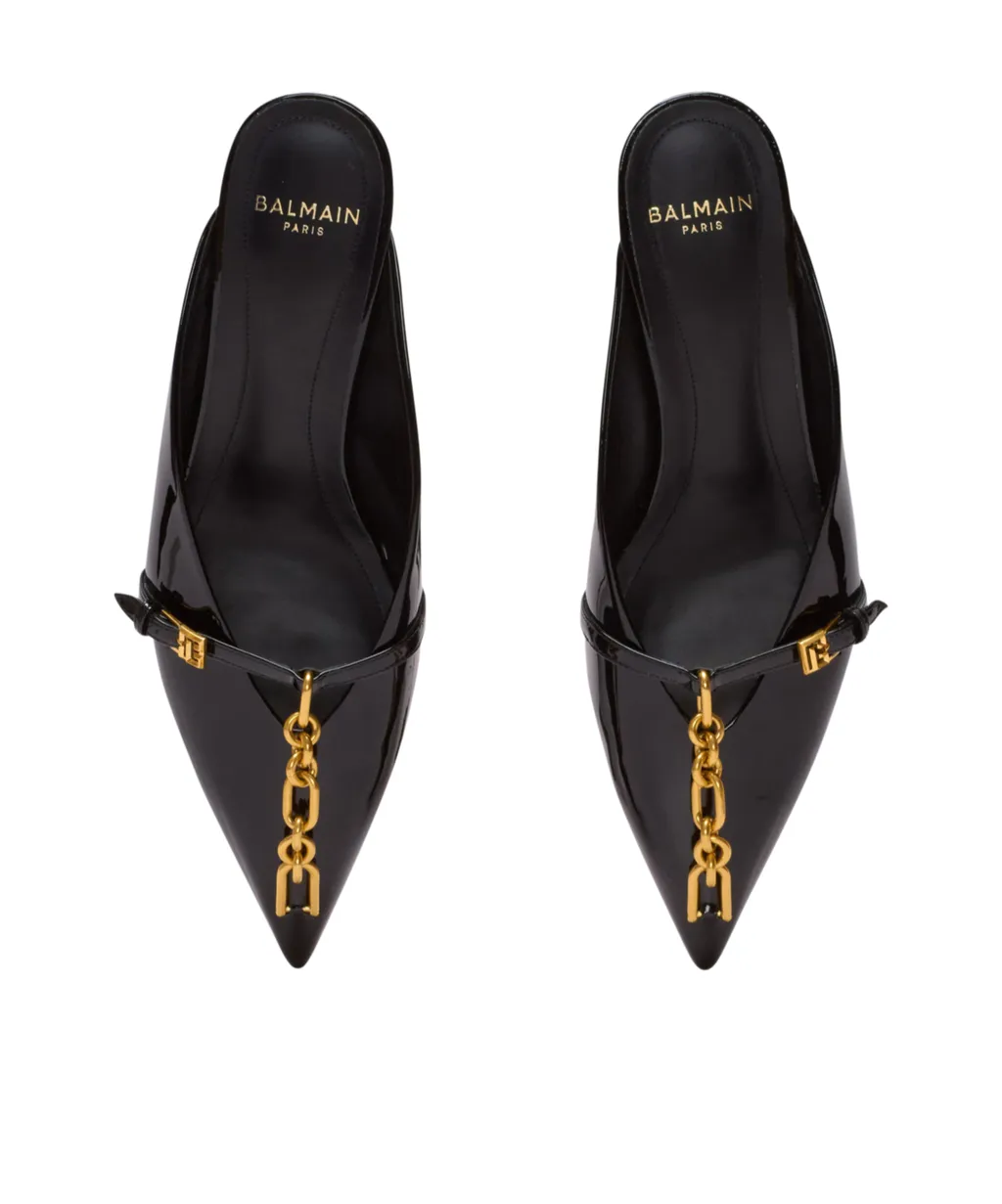 Sync Patent Leather Mules With Pointed Toe