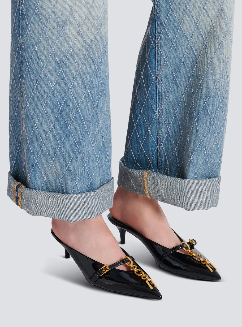 Sync Patent Leather Mules With Pointed Toe
