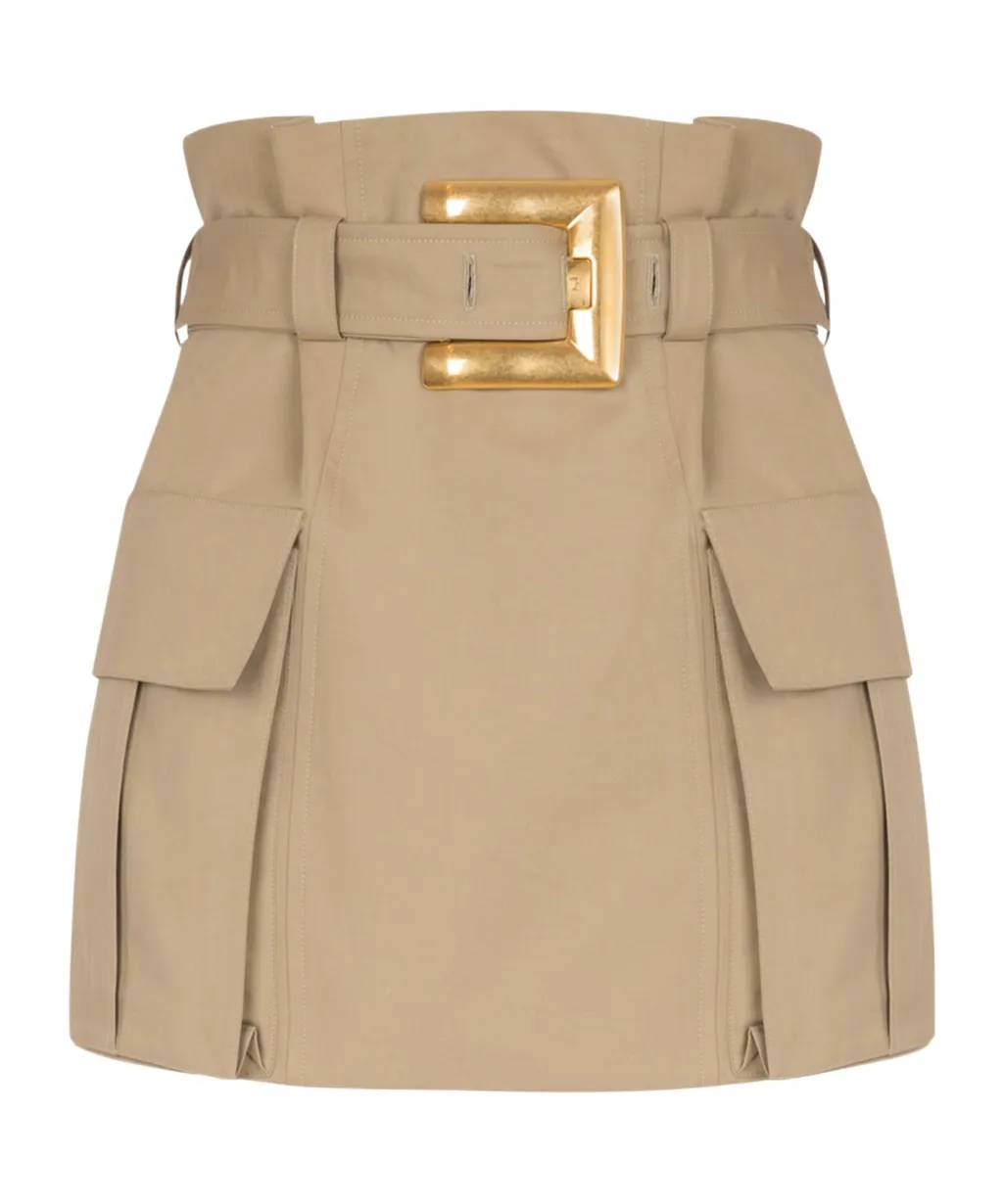 High-Waisted Gabardine Skirt