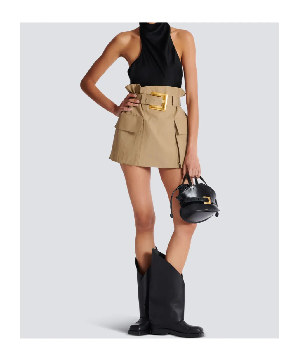 High-Waisted Gabardine Skirt