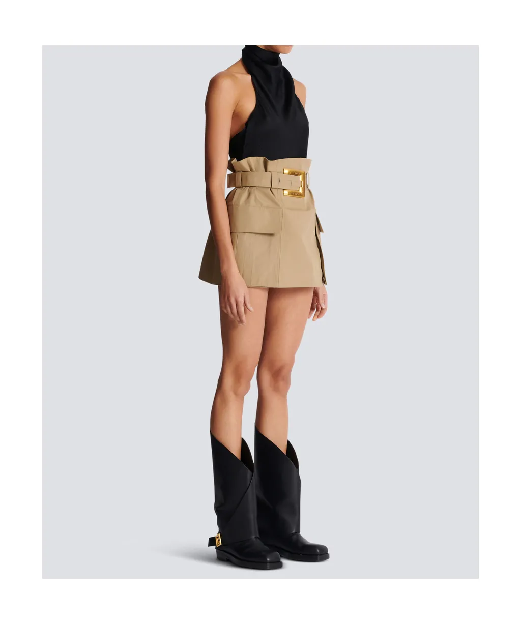 High-Waisted Gabardine Skirt