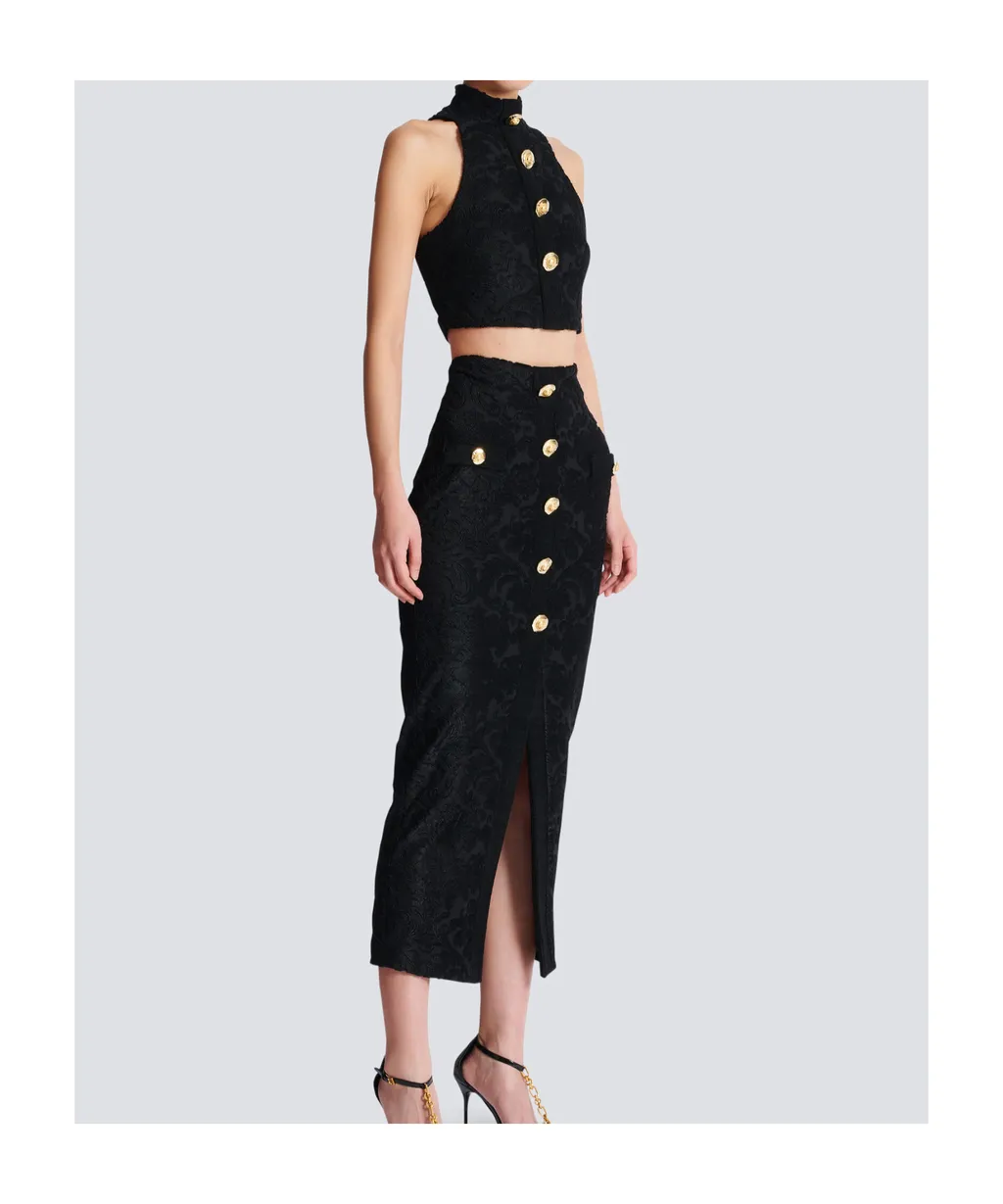 Baroque Pattern Midi Skirt