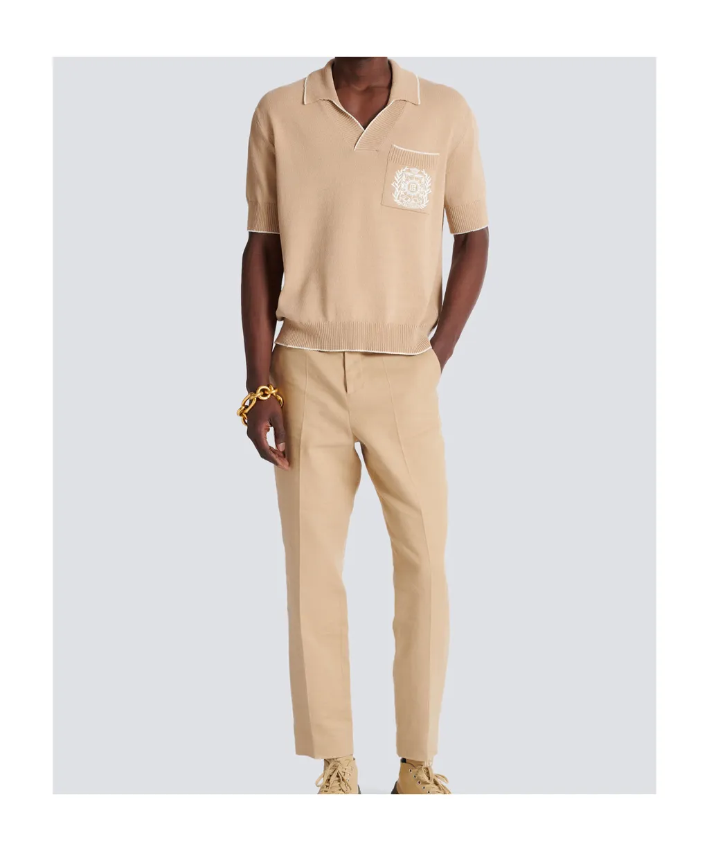 ÉCusson Embroidered Knit Polo Shirt
