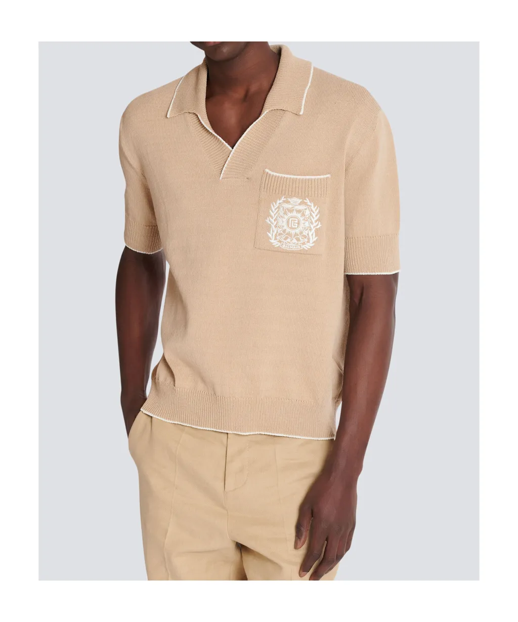 ÉCusson Embroidered Knit Polo Shirt