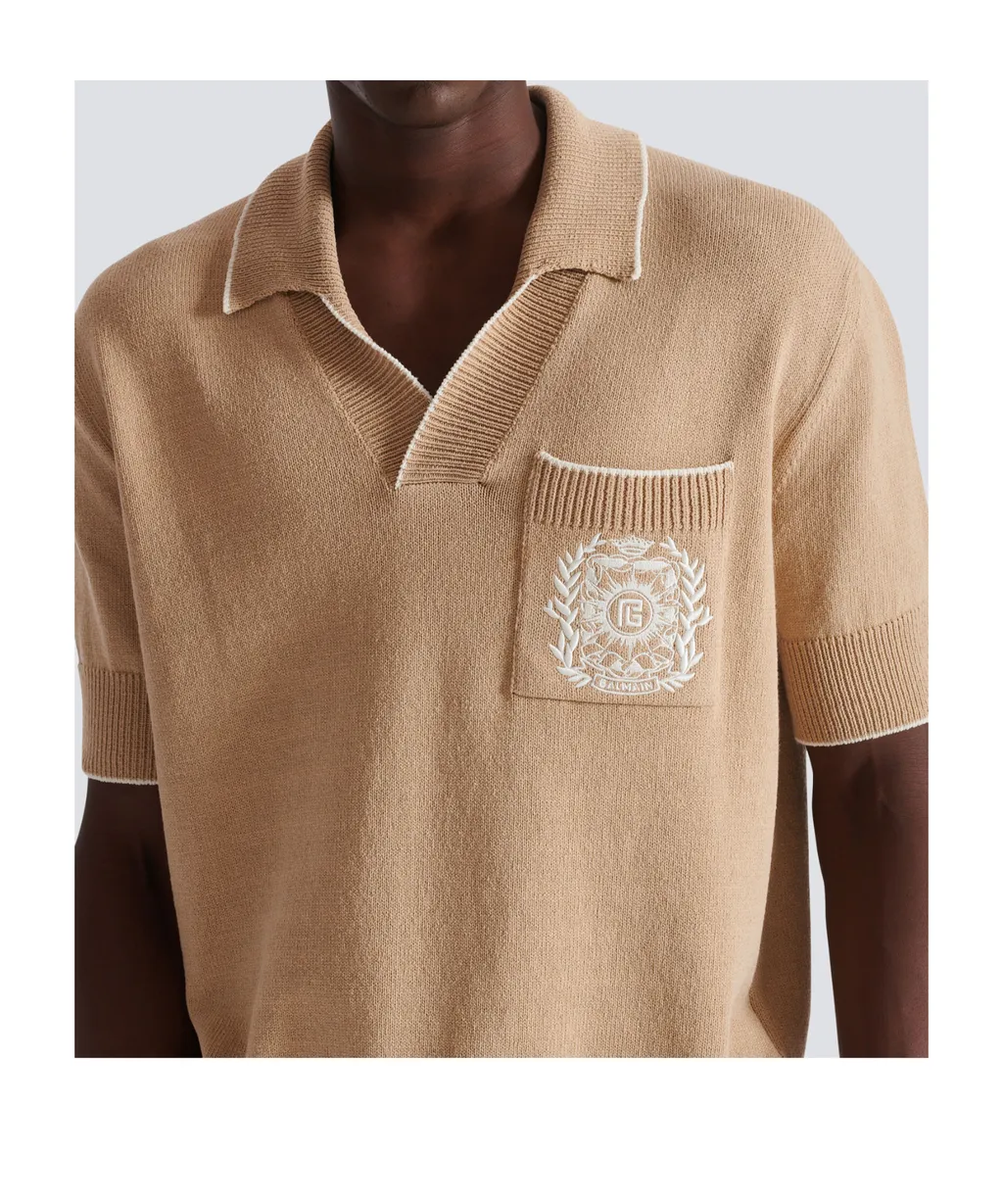 ÉCusson Embroidered Knit Polo Shirt