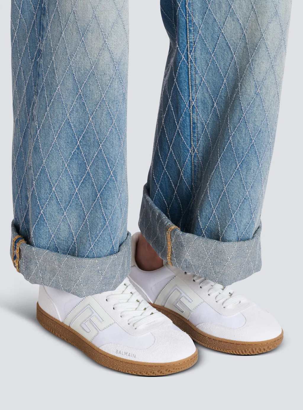 Leather And Canvas Swan Trainers