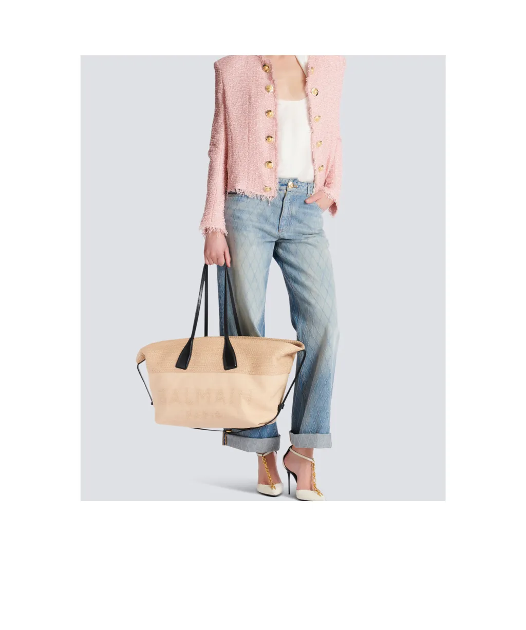 Track Raffia Tote Bag