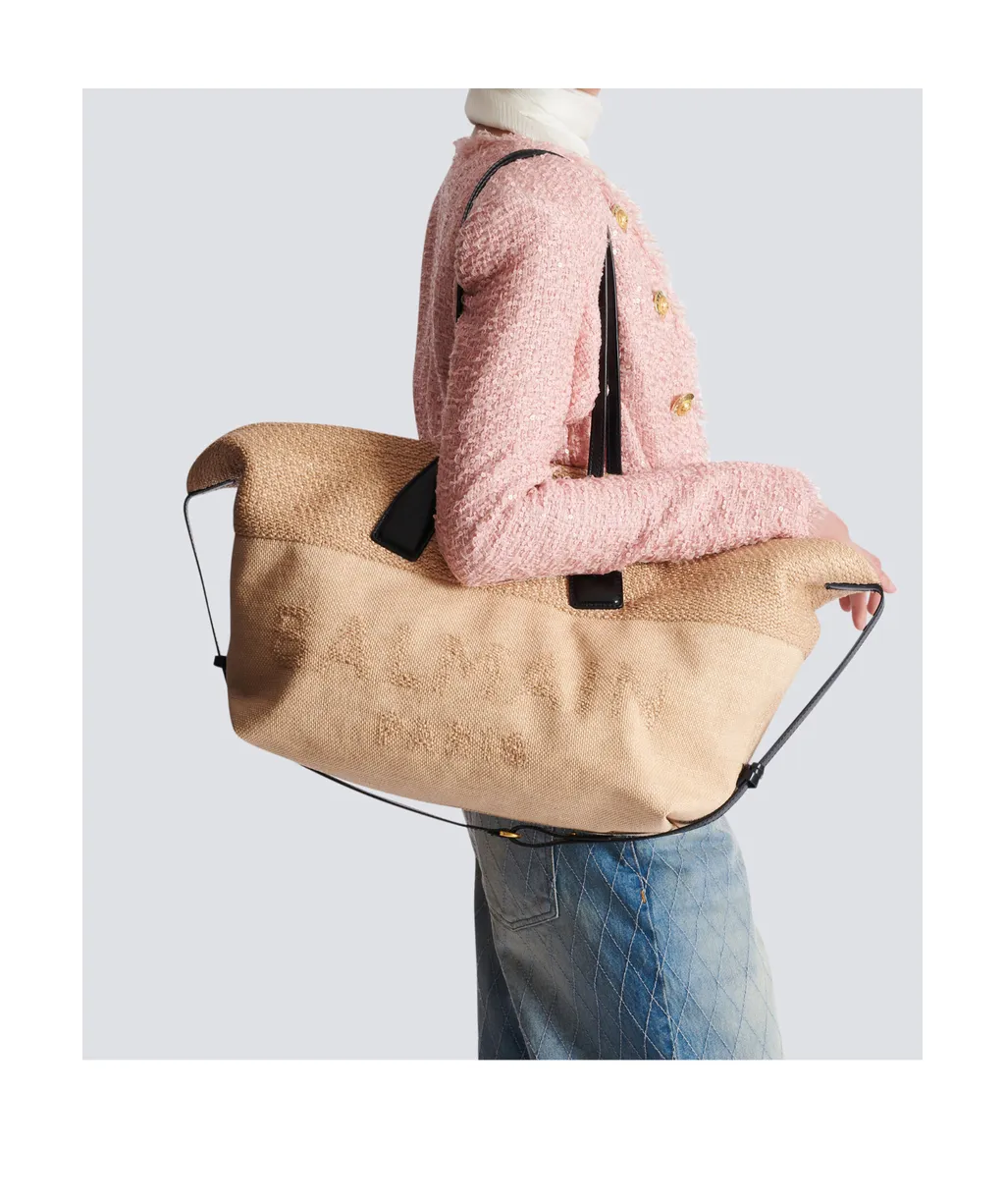 Track Raffia Tote Bag
