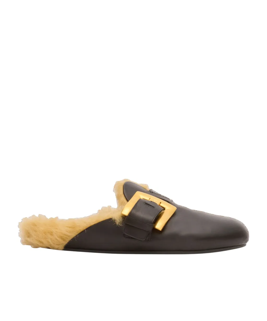 Faux Fur-Lined Mules