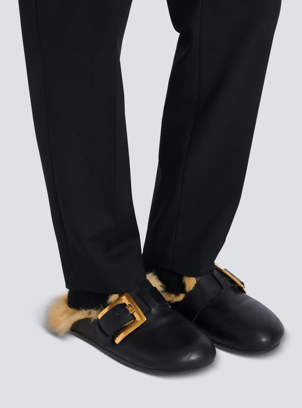 Faux Fur-Lined Mules