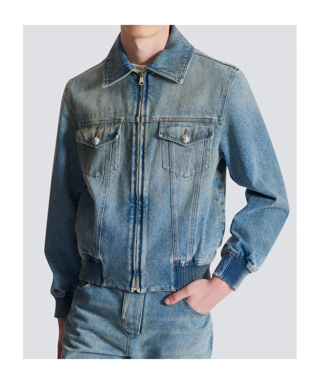 Cropped Lined Denim Jacket