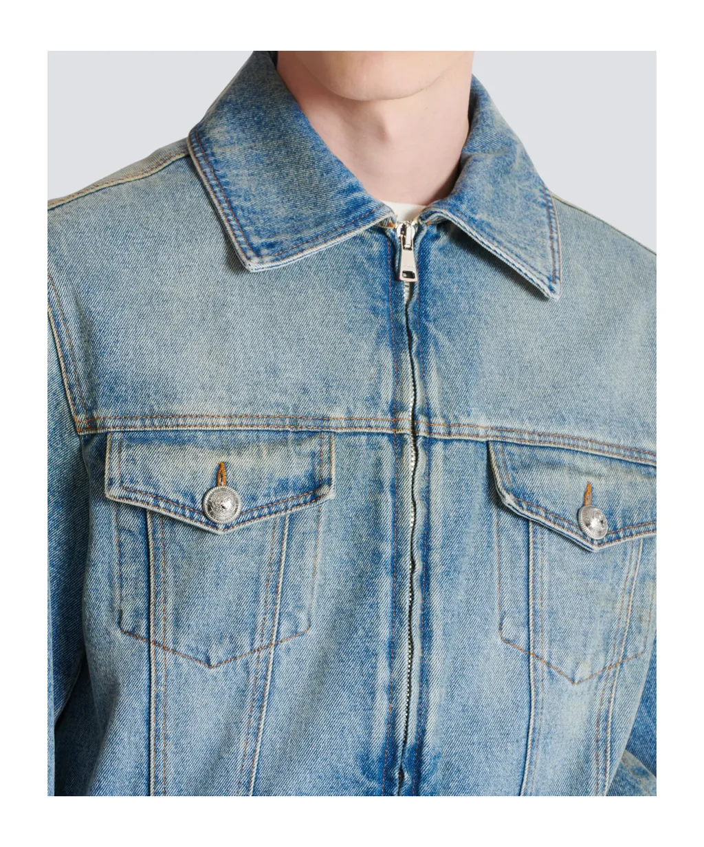 Cropped Lined Denim Jacket