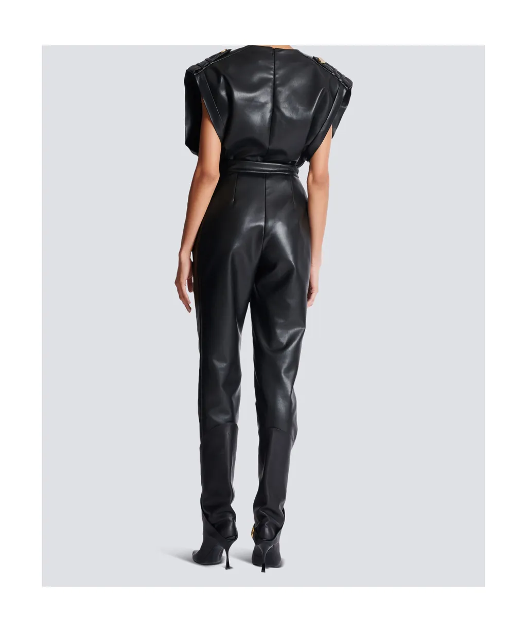 High-Waisted Faux Leather Trousers