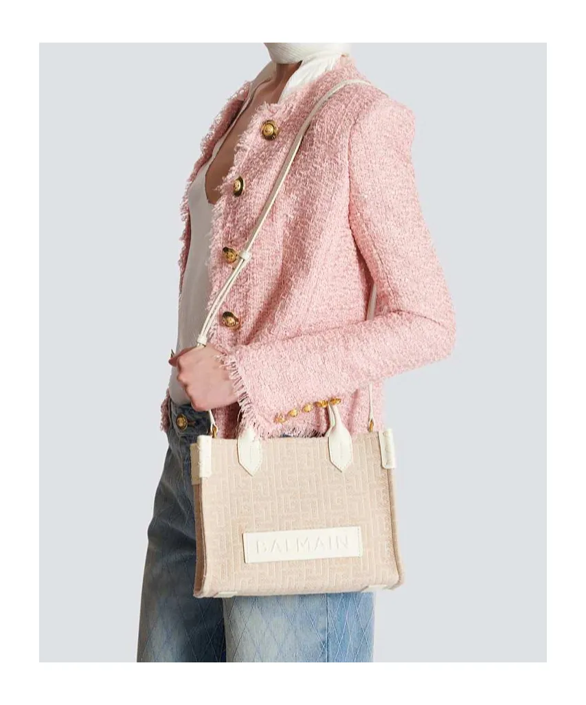 B-Army Small Monogrammed Canvas And Leather Tote Bag
