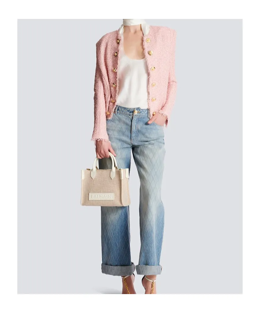 B-Army Small Monogrammed Canvas And Leather Tote Bag