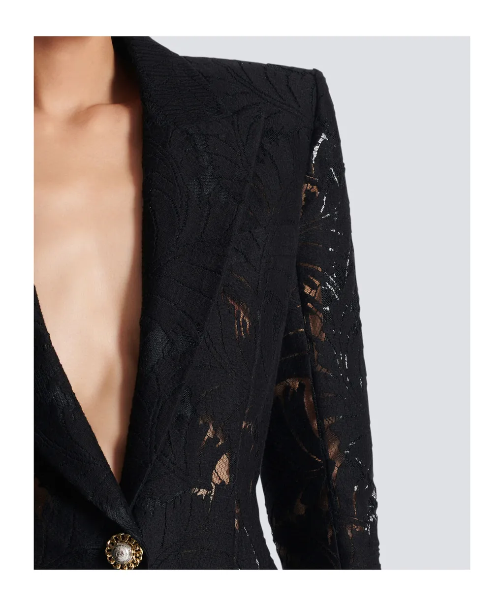 1-Button Fitted Lace Jacket