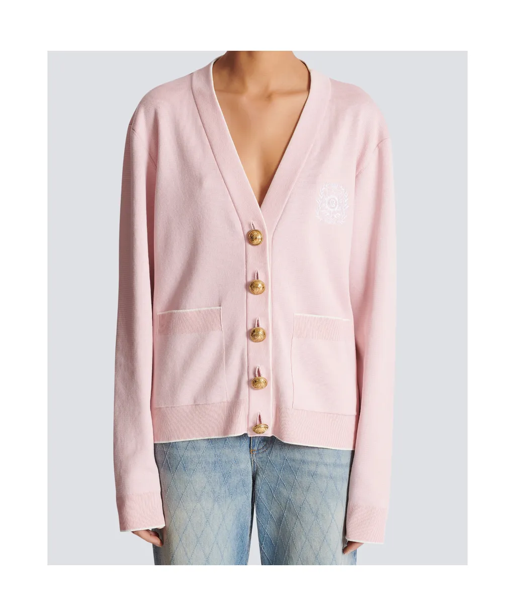 EmblÈMe-Embroidered Knit Cardigan