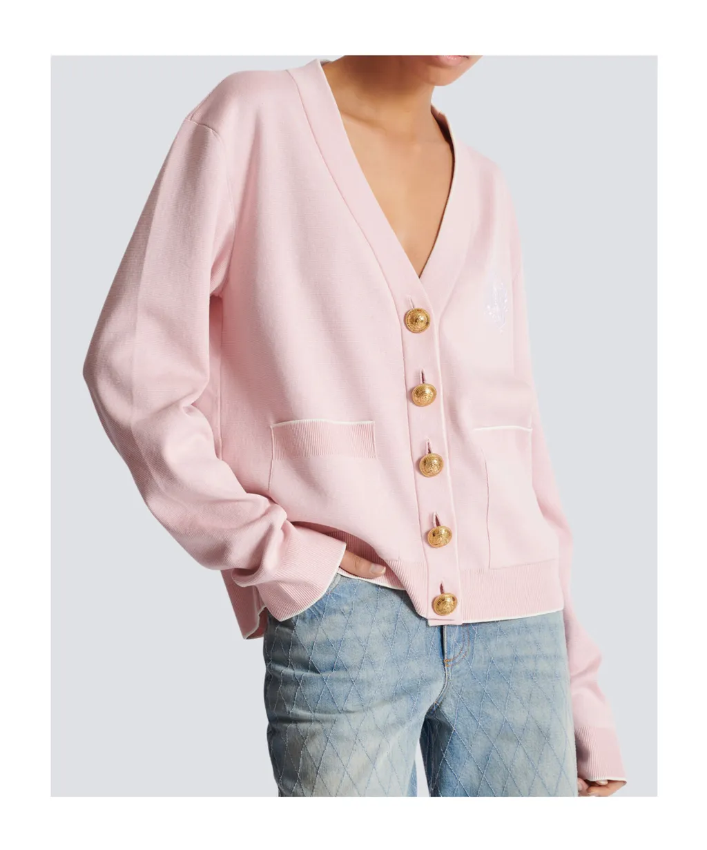 EmblÈMe-Embroidered Knit Cardigan