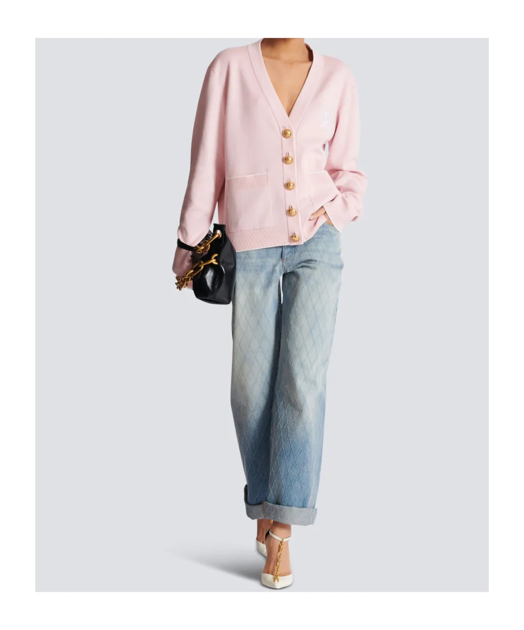 EmblÈMe-Embroidered Knit Cardigan