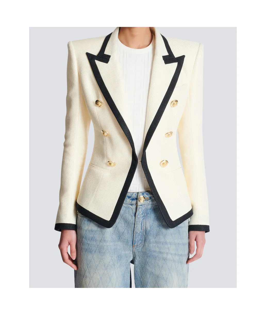Fitted Two-Tone Basketweave Jacket