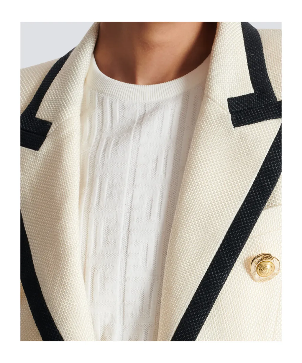 Fitted Two-Tone Basketweave Jacket