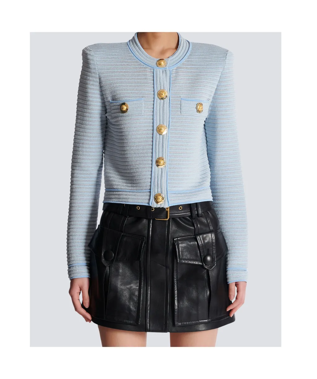 Long-Sleeved Textured Knit Cardigan