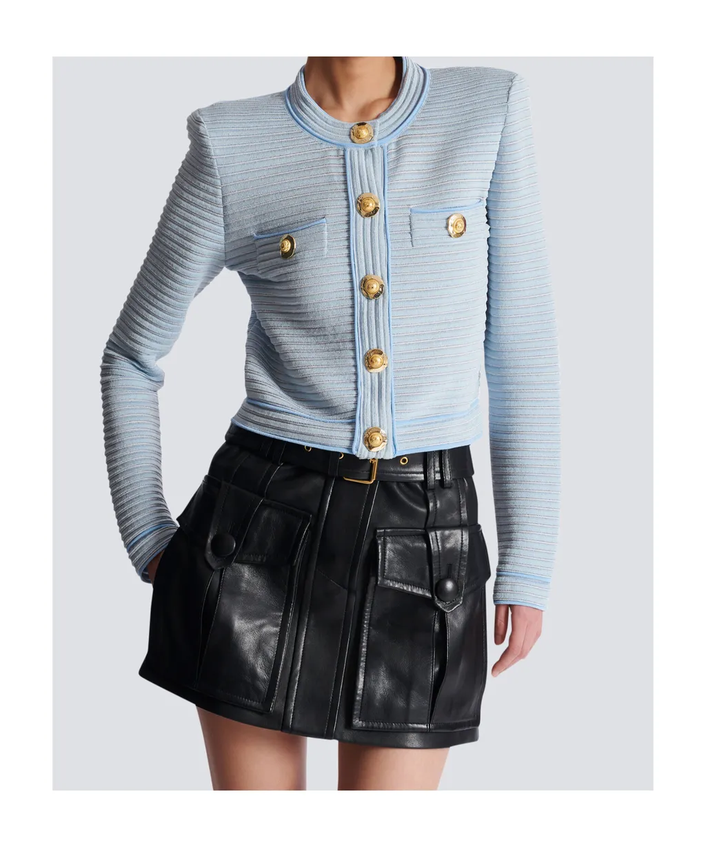 Long-Sleeved Textured Knit Cardigan
